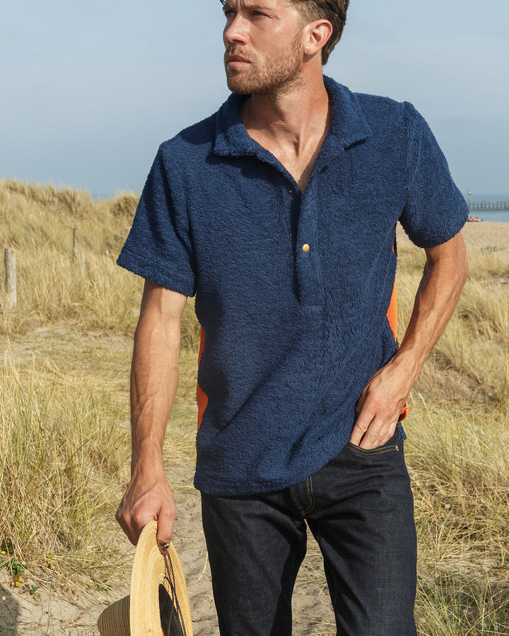 Navy and orange Bond polo shirt by So English, casual men&