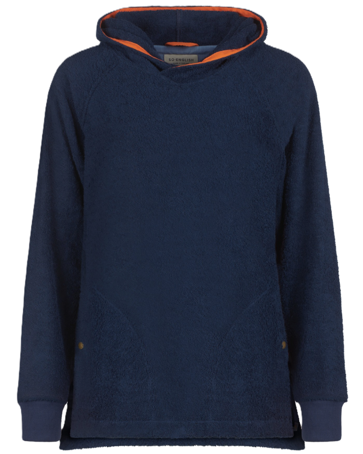 Navy Hampstead hoodie by So English featuring a relaxed fit, soft fabric, and subtle branding, designed for comfortable casual wear.