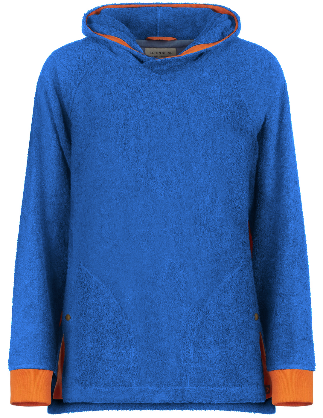 So English Hampstead hoodie in Brighton Blue and Orange, featuring a casual, comfortable design with a beach-inspired style.