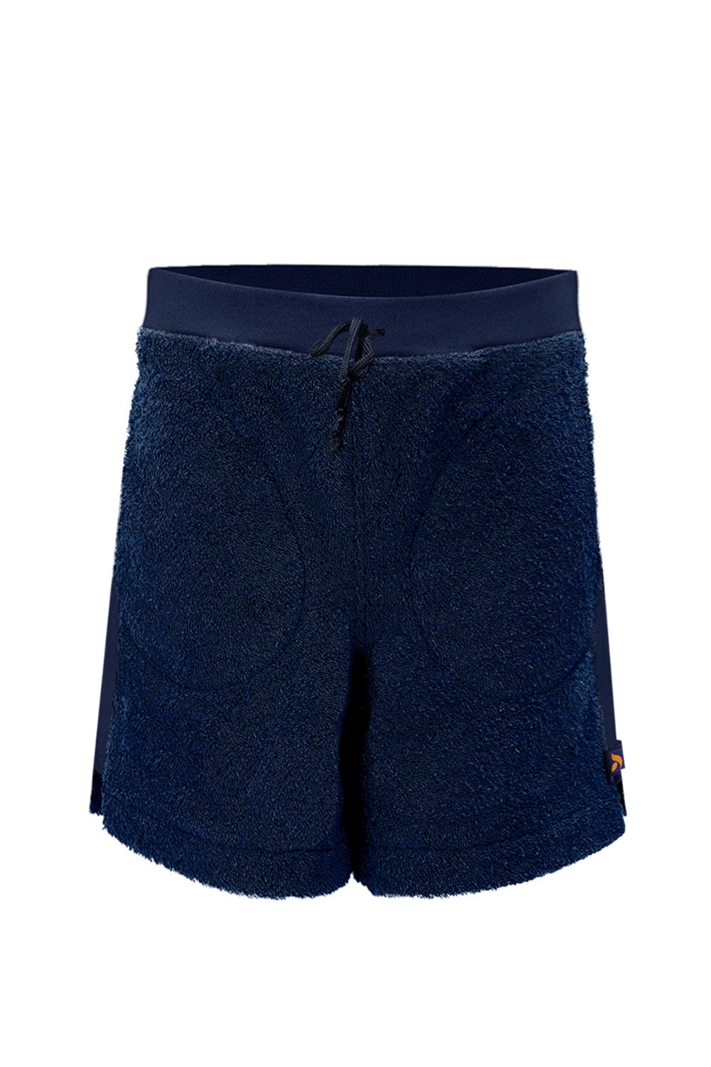 Navy men's shorts by So English with a relaxed fit, displayed on a plain background. Made in the UK, casual beachwear style.