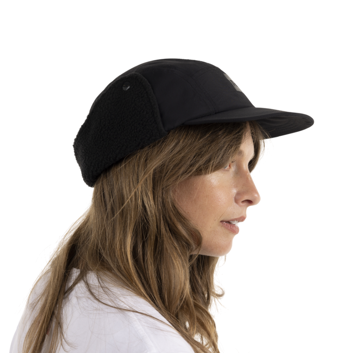 Fleece-Lined Peaked Trapper Hat - Stealth Black