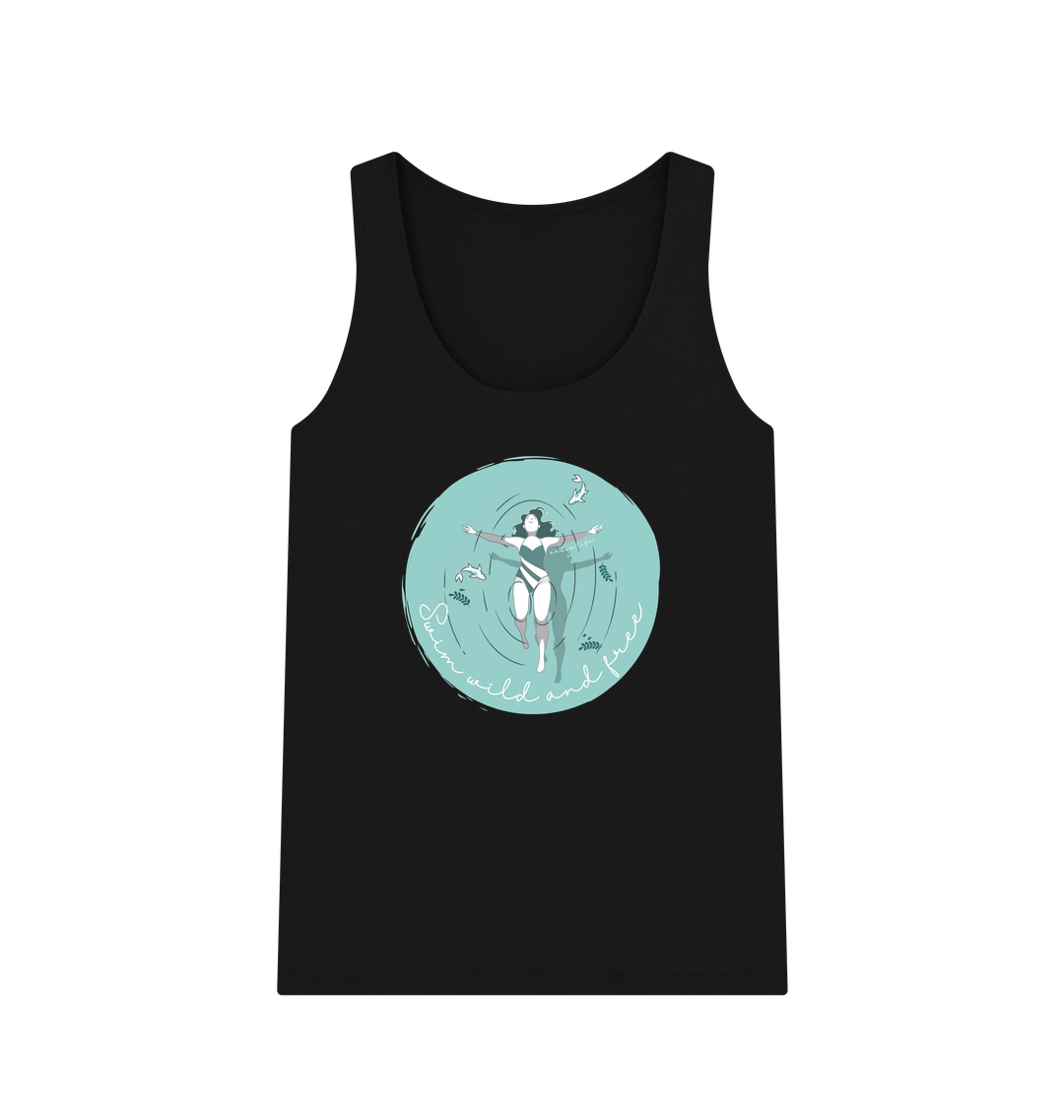 Swim Wild and Free Wild swimming graphic vest top for women eco-friendly