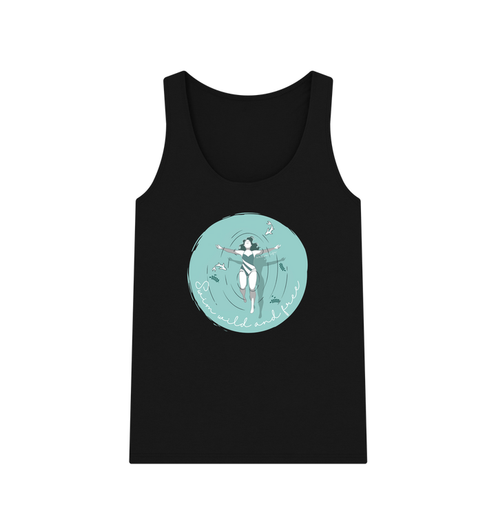 Swim Wild and Free Wild swimming graphic vest top for women eco-friendly