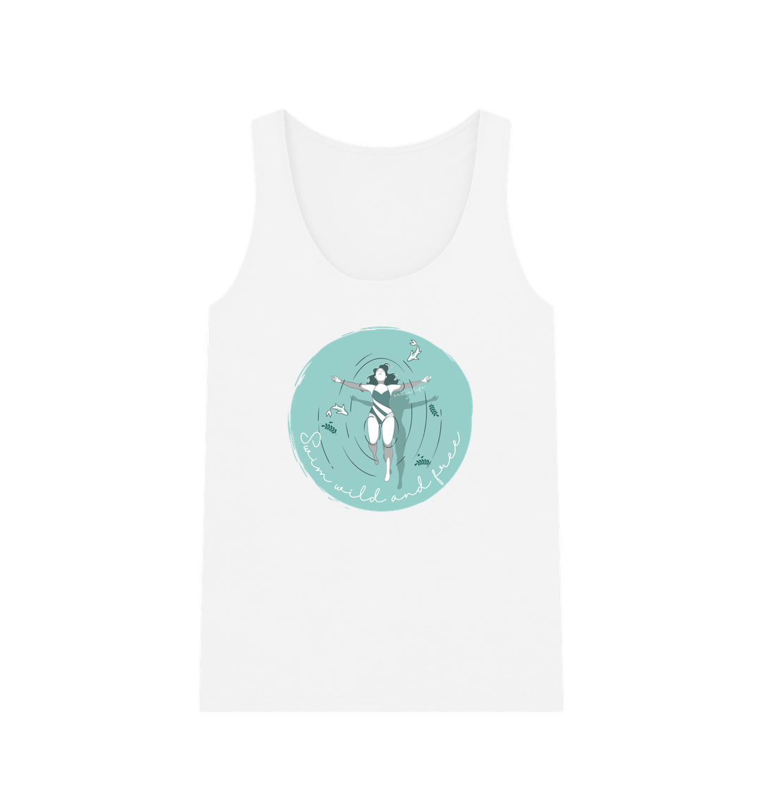 Outdoor wild swimmer women’s vest top with Swim Wild and Free slogan