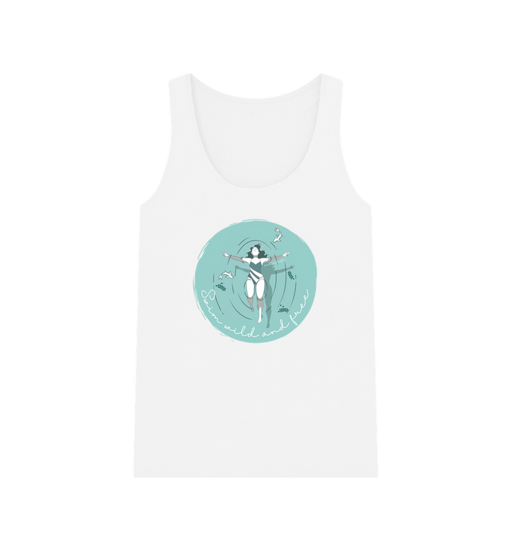 Outdoor wild swimmer women’s vest top with Swim Wild and Free slogan
