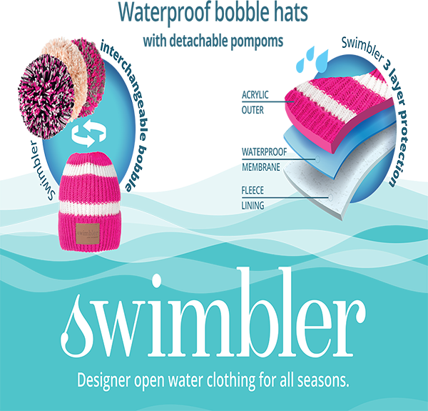 Swimbler Grey Peach Waterproof Bobble Hat