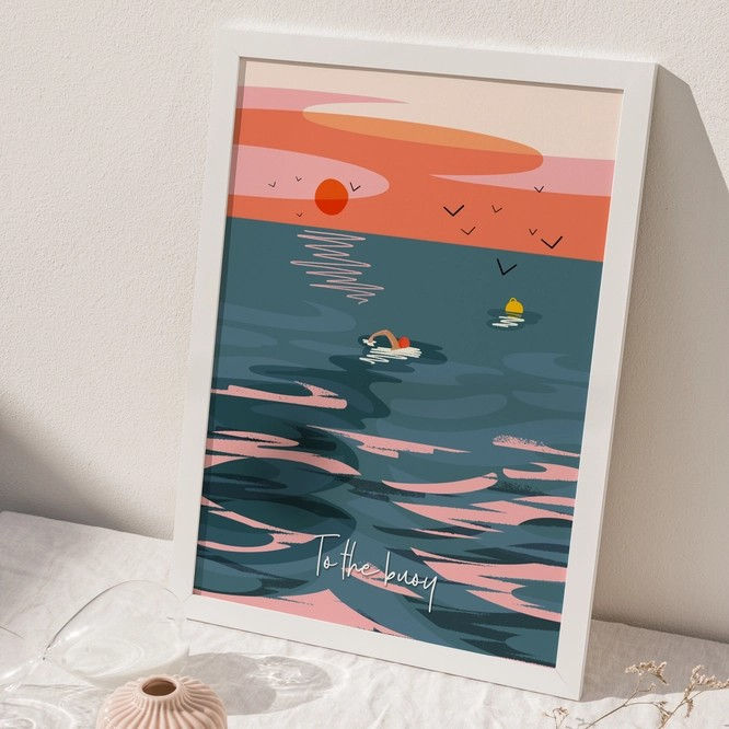 Sea Swimming Print - To The Buoy