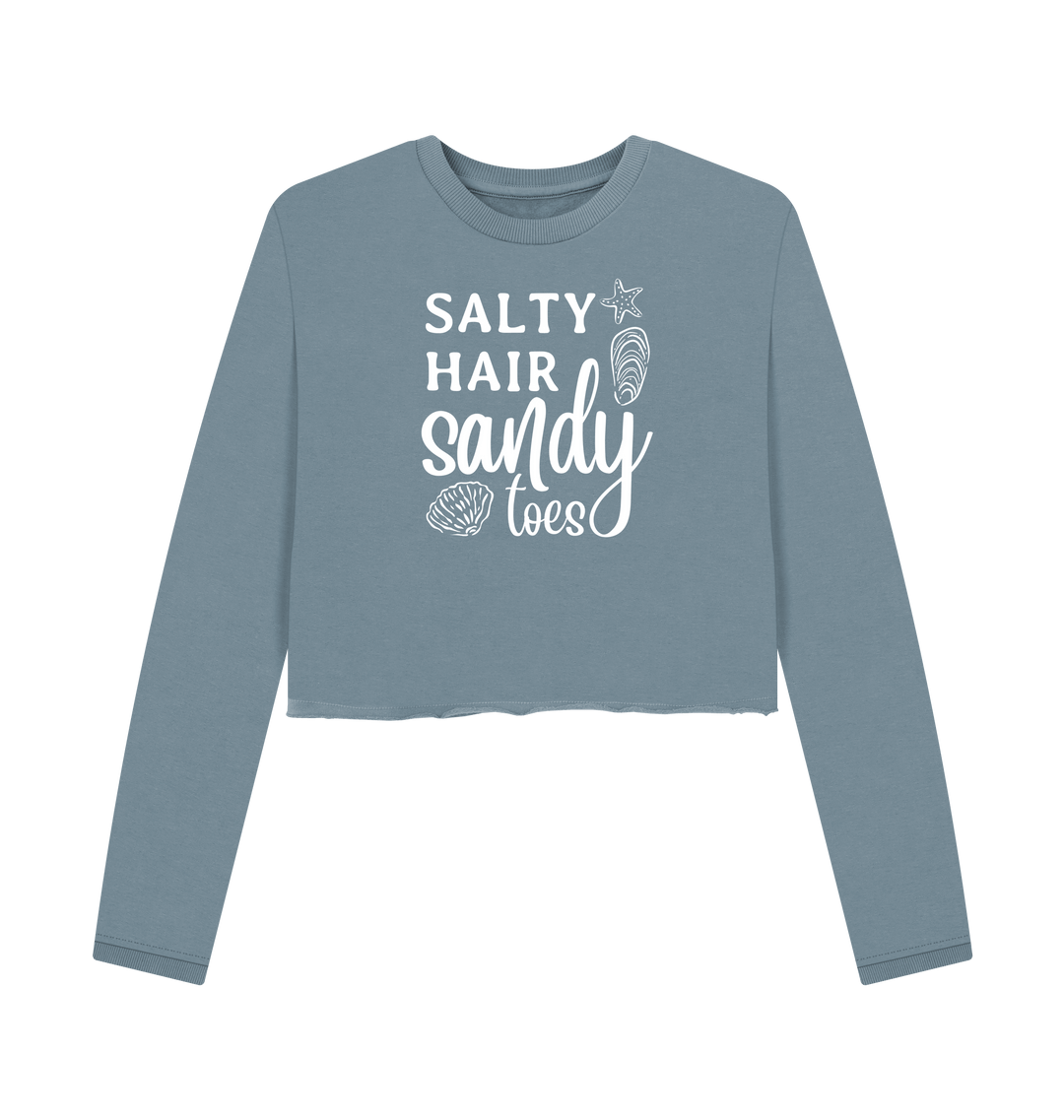 Stone Blue Printed Boxy Jumpers Front