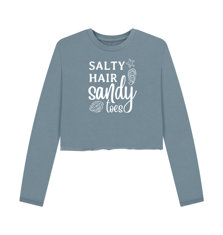 Stone Blue Printed Boxy Jumpers Front