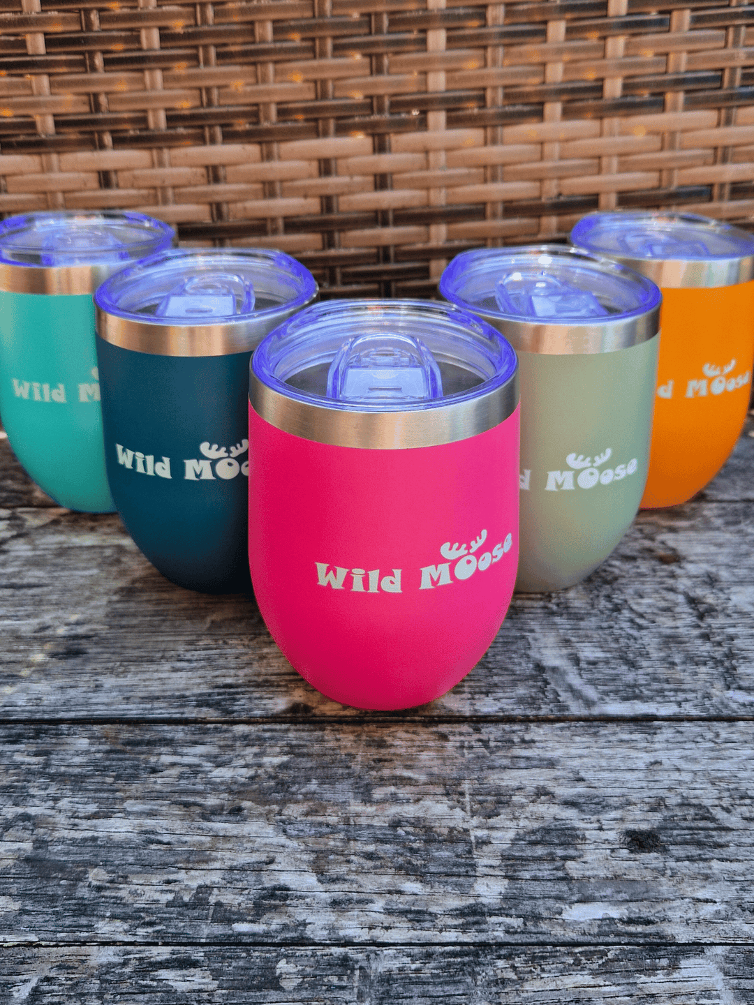 brightly coloured 12oz wine tumblers