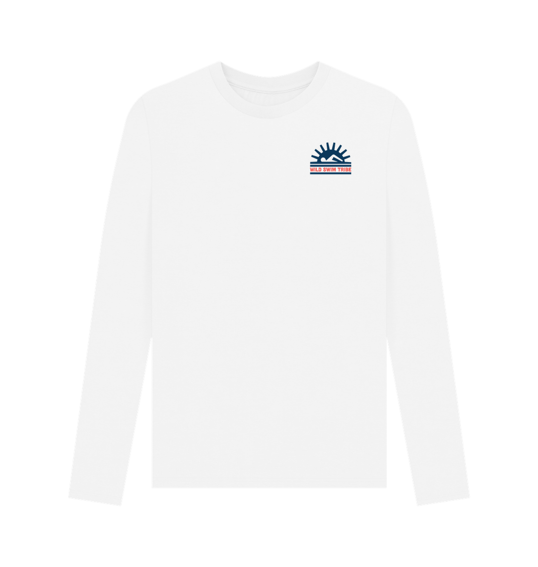 White Printed Long Sleeve T Shirt Front