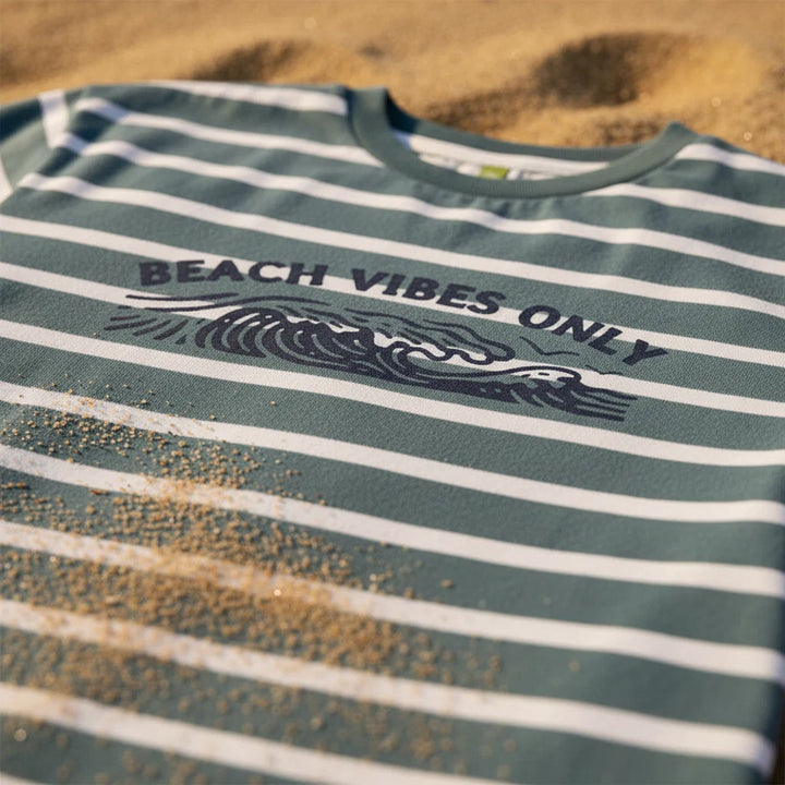 Blue and white striped t-shirt with &