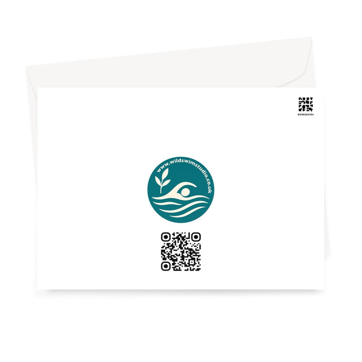Back of Breathe Glide Believe wild swimming greeting card by Wild Swim Studio