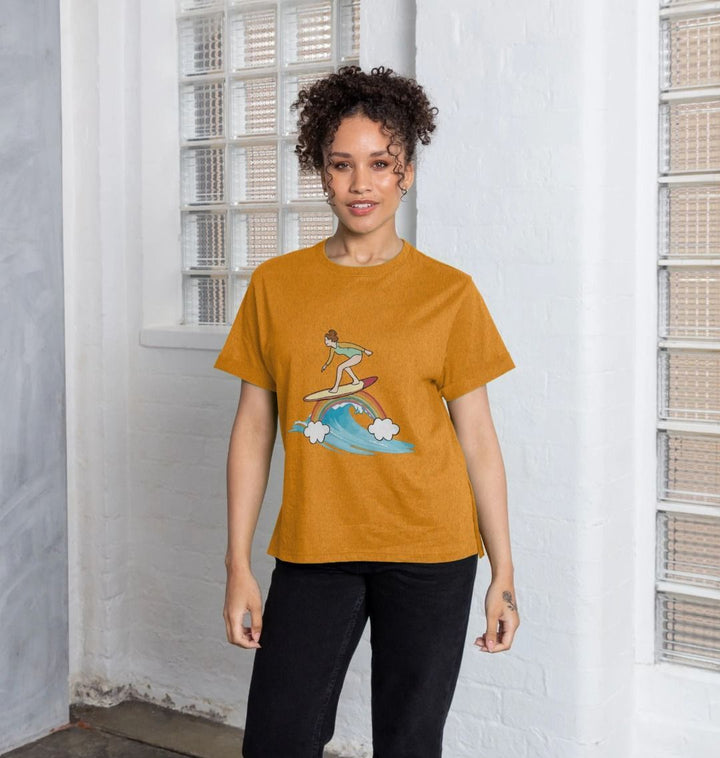 'SURF THE RAINBOW' Recycled Relaxed Fit Ladies Tee