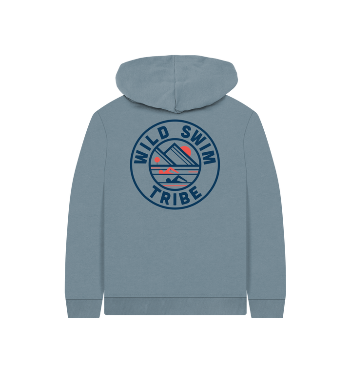 Stone Blue Printed Kids Hoodie