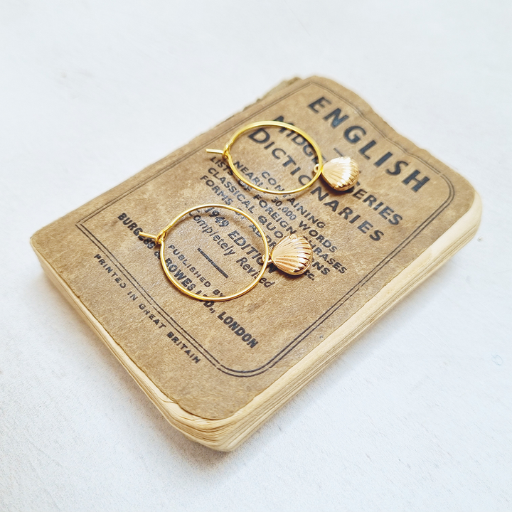 Gold Plated Seashell Hoop Earrings in a Bottle