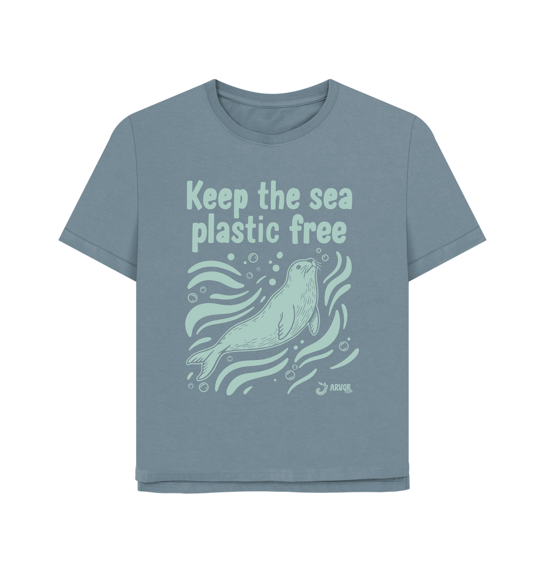 Stone Blue Printed T-shirt Front