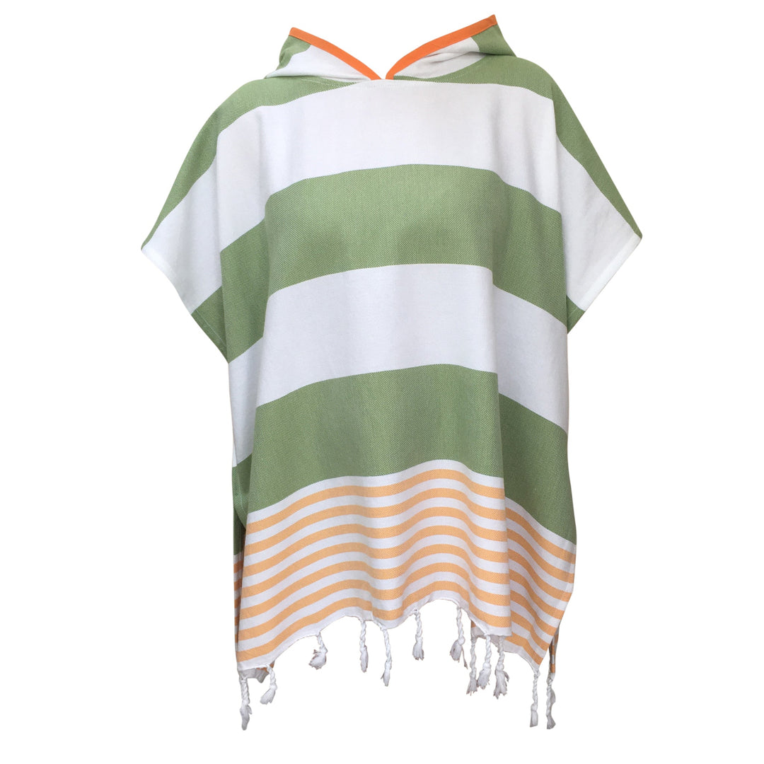 Tides Shortie Poncho - Olive/Orange