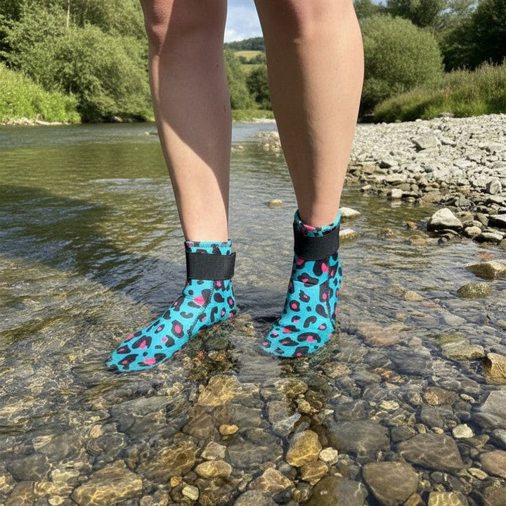 Limestone Neoprene Swimming Socks in Leopard