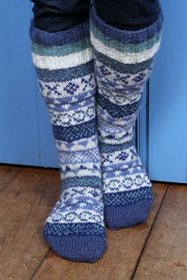 Classic Fairisle Long Socks Denim