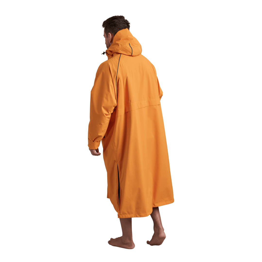 Back view of Red Alter Evo men’s long sleeve waterproof changing robe in Bitter Orange.