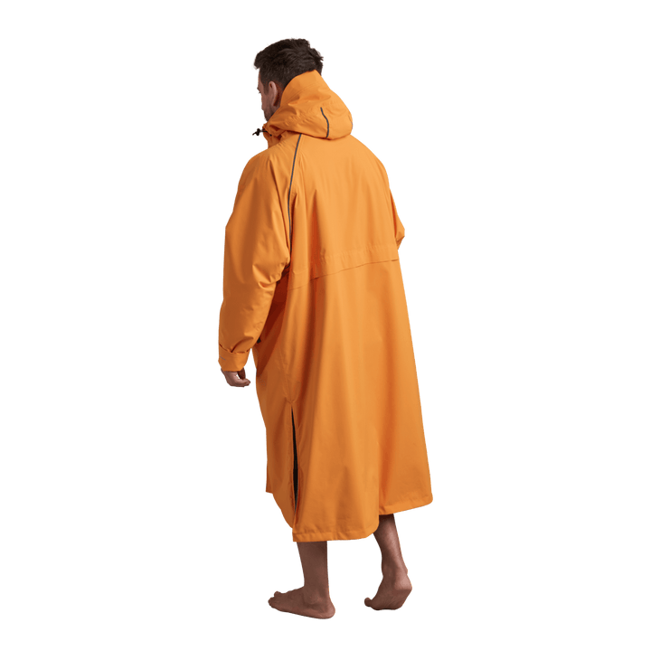 Back view of Red Alter Evo men’s long sleeve waterproof changing robe in Bitter Orange.