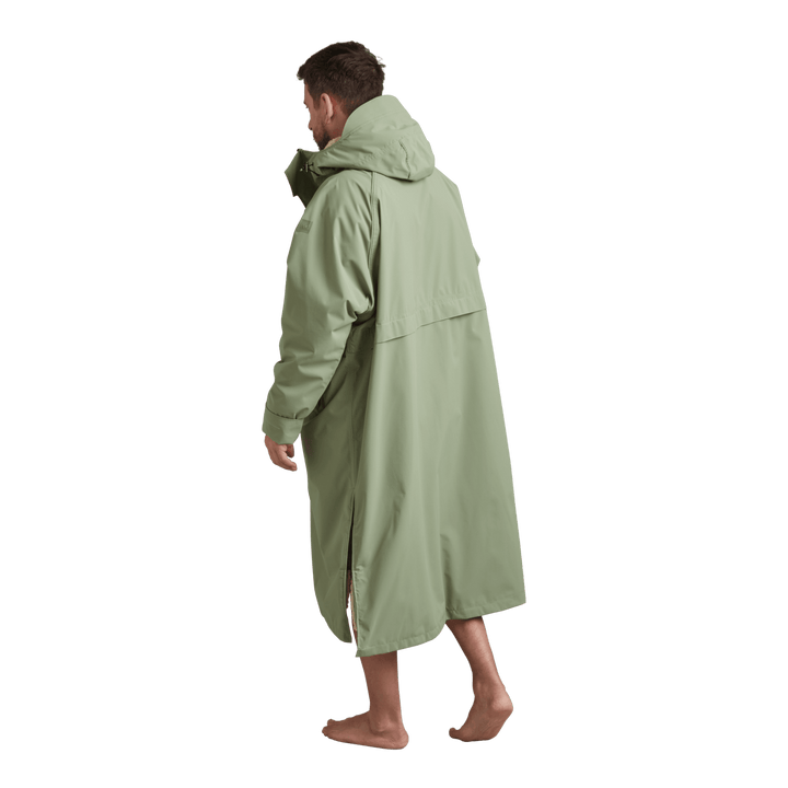 Back view of Red Alter Evo men’s long sleeve waterproof changing robe in Sage Green.