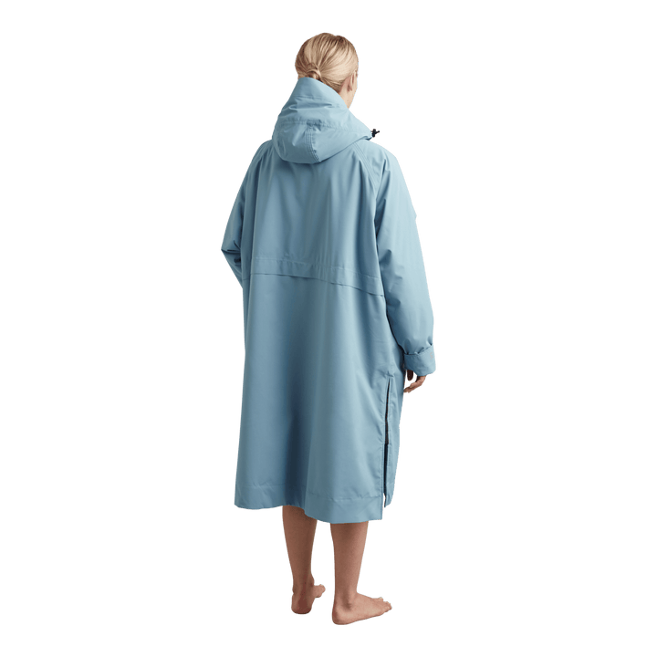 Back view of Red Alter Evo women’s long sleeve waterproof changing robe in Alpine Blue.