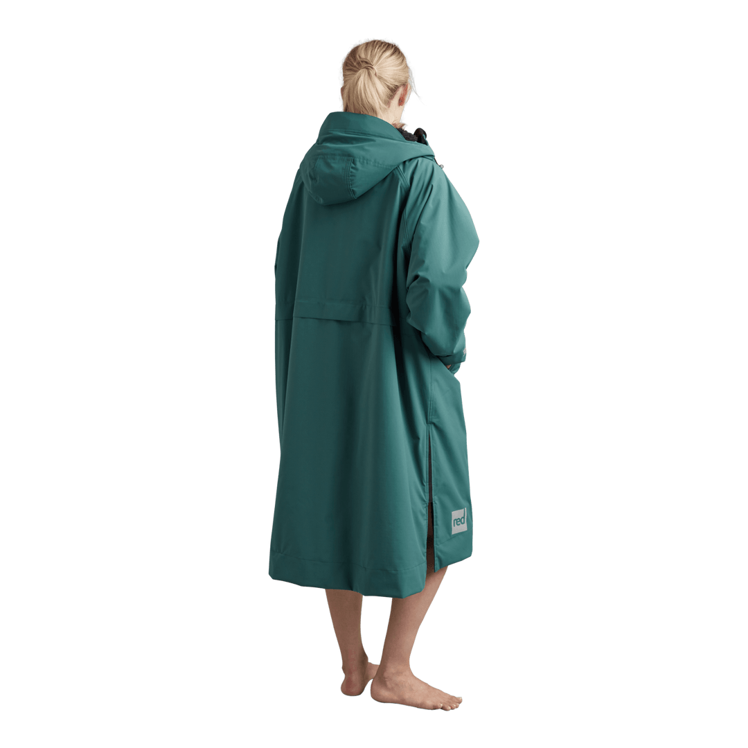 Back view of Red Alter Evo women’s long sleeve waterproof changing robe in Deep Teal.