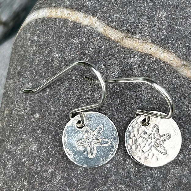 Starfish Silver Dangly Earrings