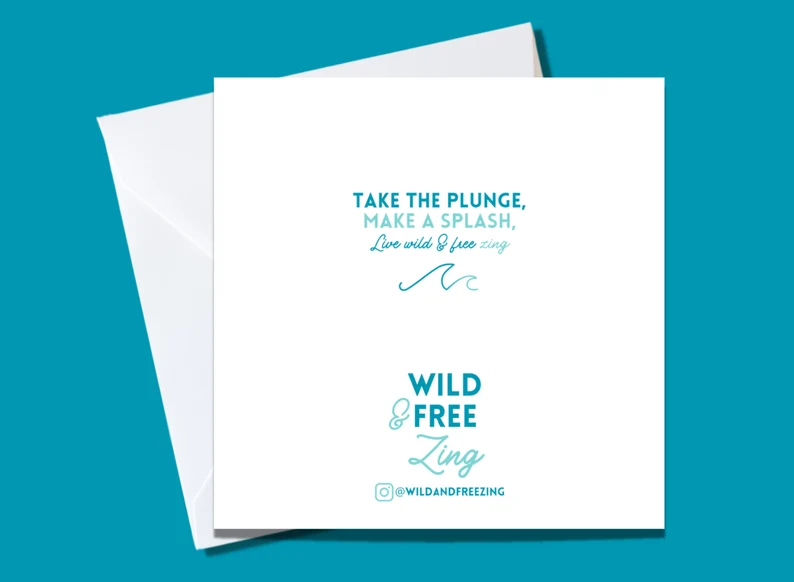 Reverse of Wild & Free Zing Christmas card showing brand logo and design details.