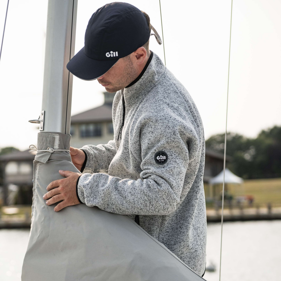 1/4 Zip Neck Knit Fleece - Grey Marl