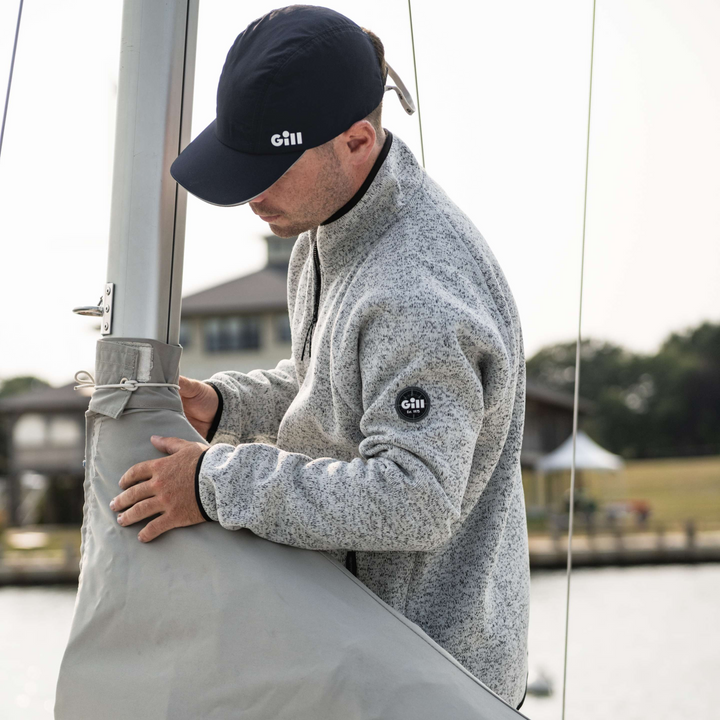 1/4 Zip Neck Knit Fleece - Grey Marl