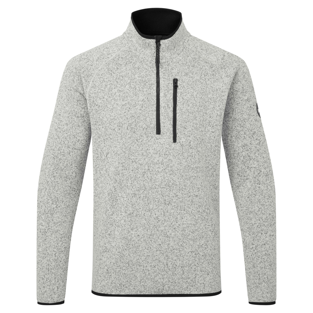 1/4 Zip Neck Knit Fleece - Grey Marl