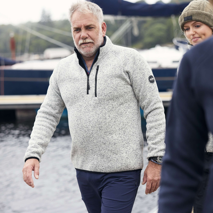 1/4 Zip Neck Knit Fleece - Grey Marl
