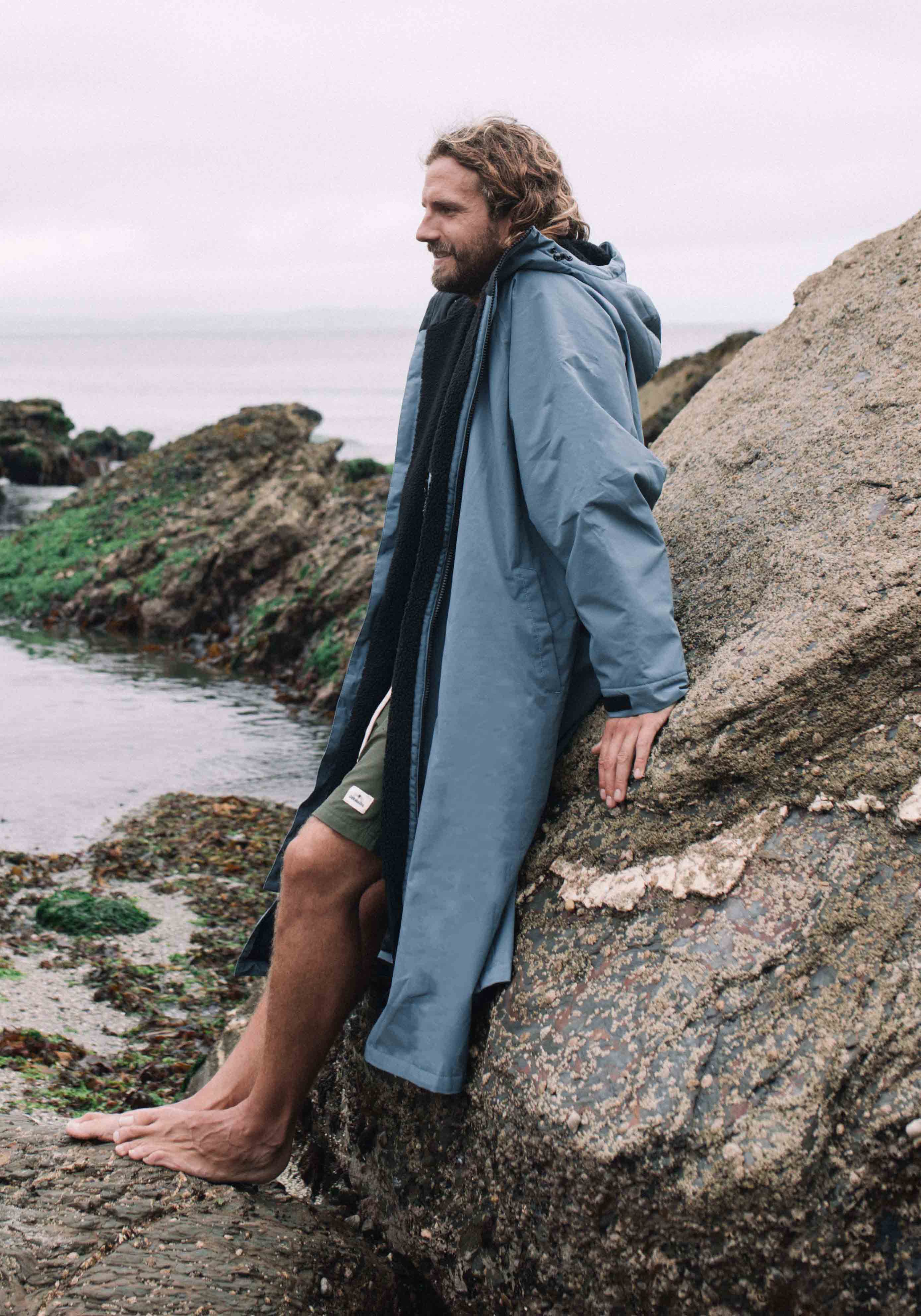 All Weather Sherpa Changing Robe - Mineral Blue