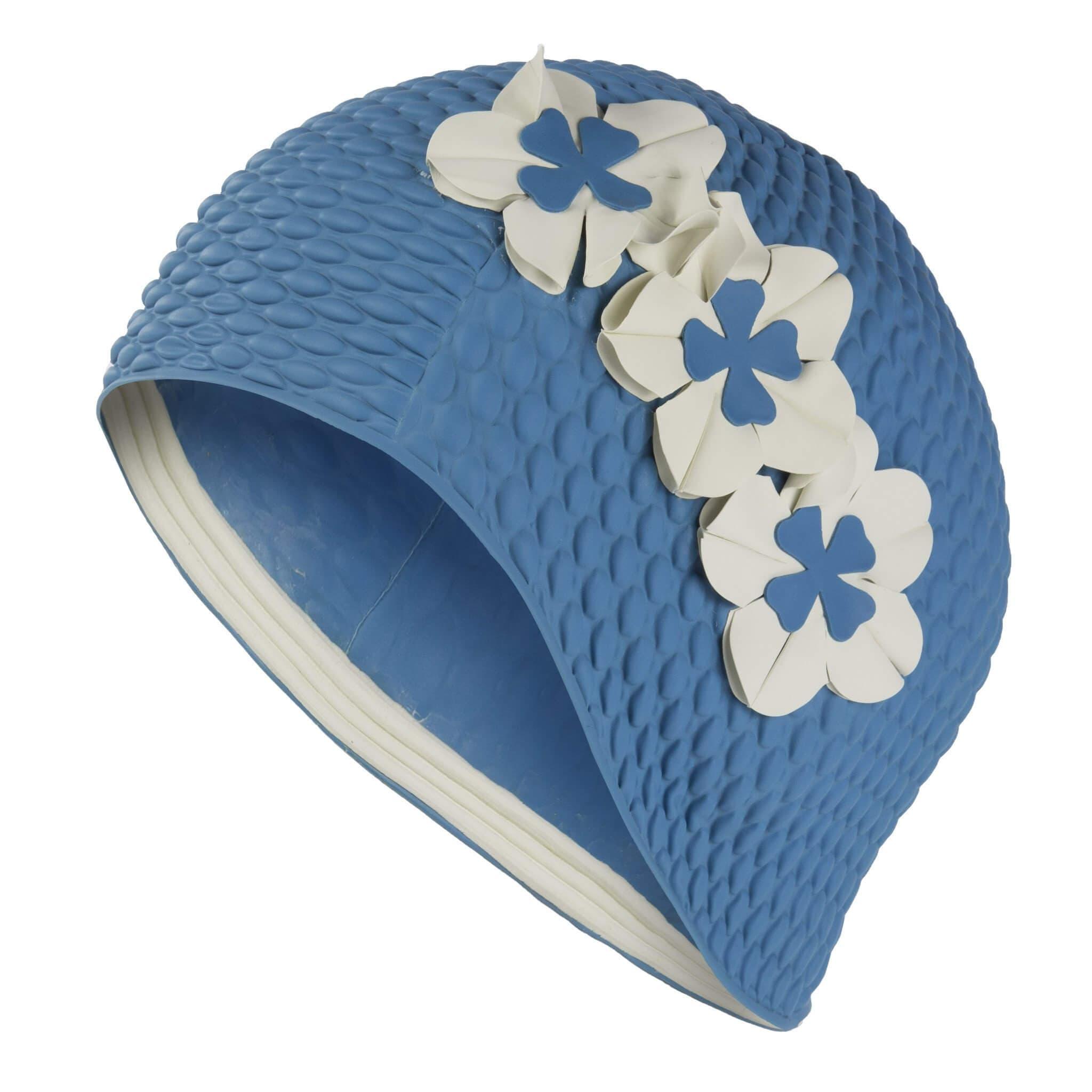 Blue Vintage Style Flower Swim Hat - Fine Saratoga Ltd