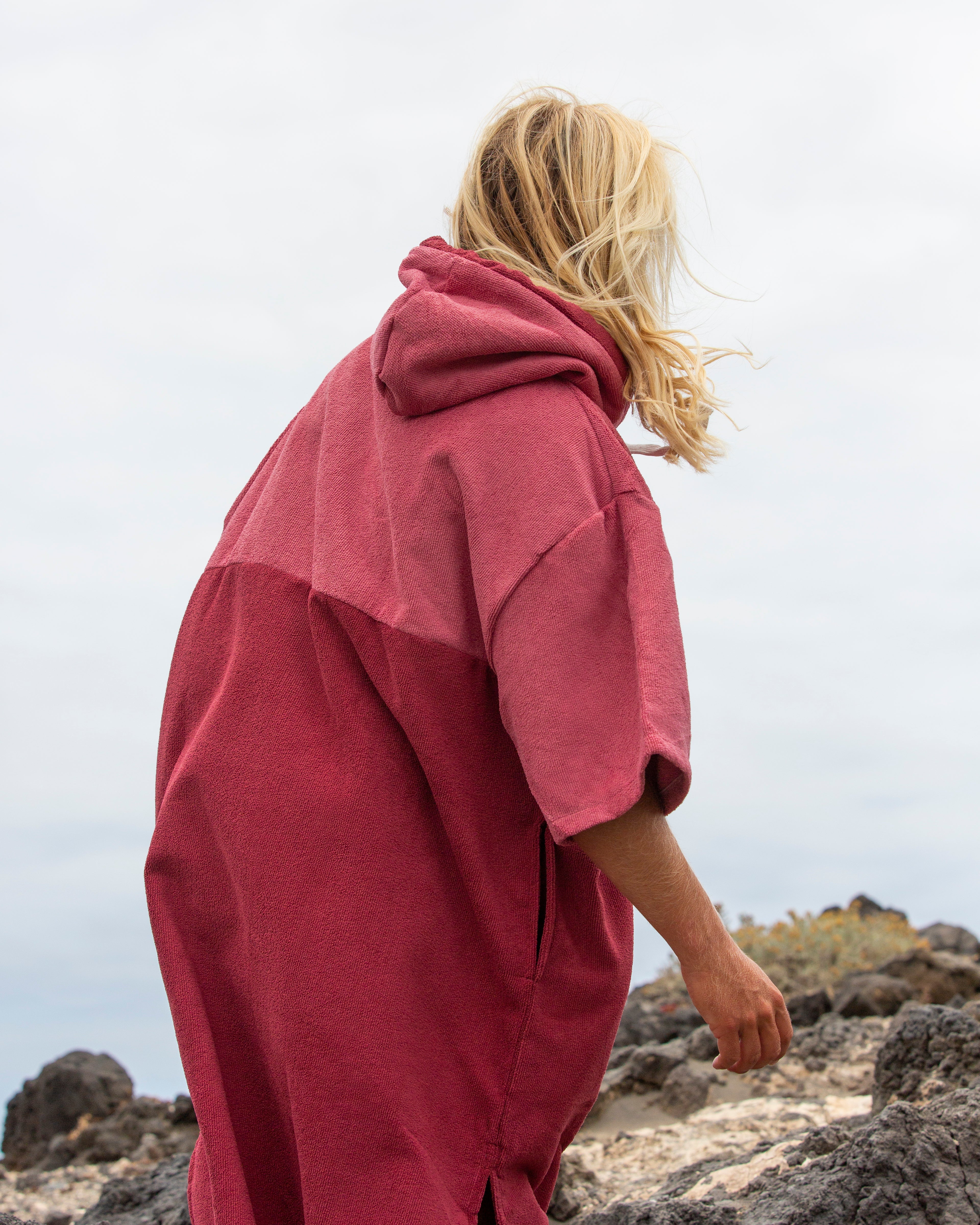 Classic Original Poncho Towel Changing Robe - Blossom Pink / Rhubarb Red