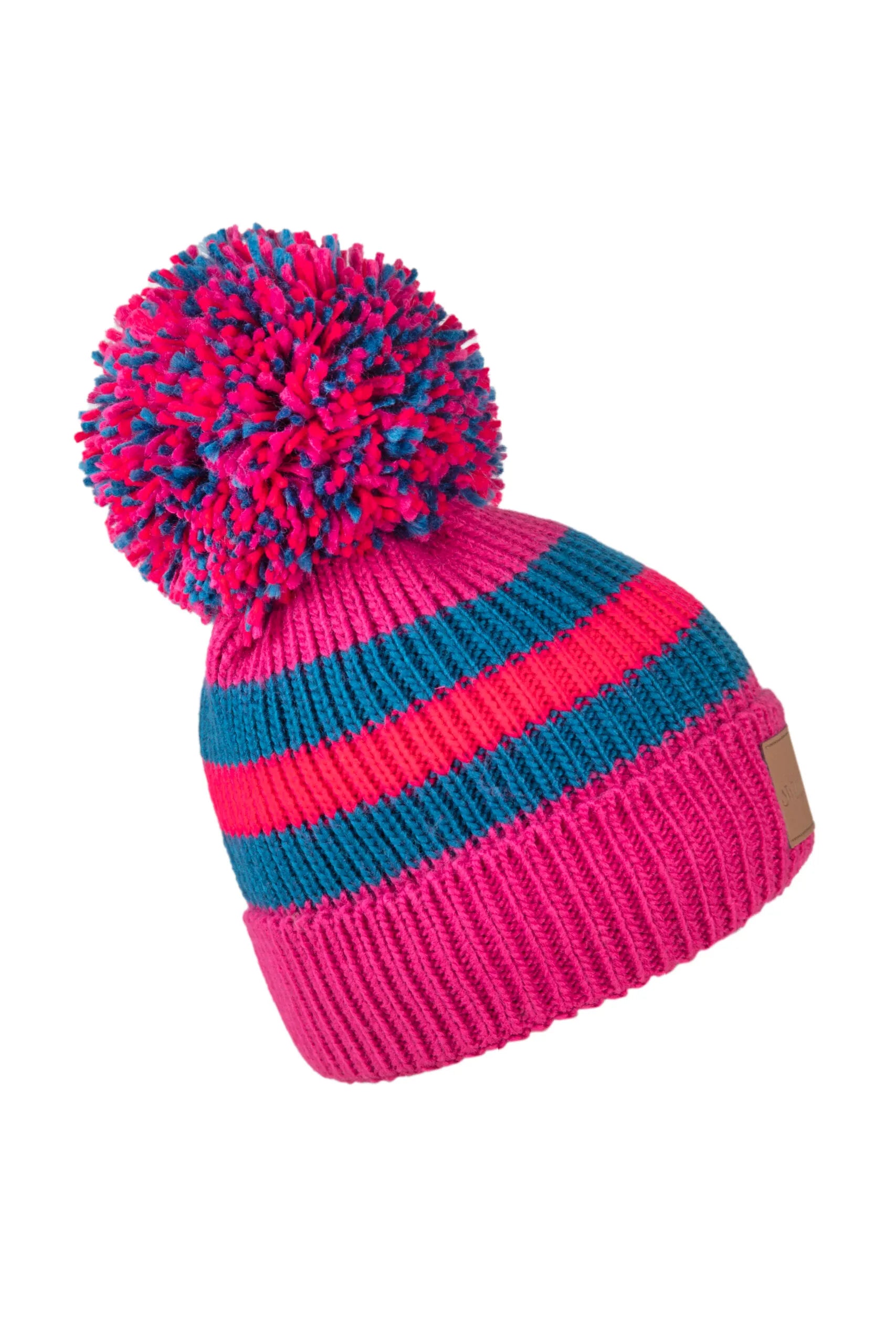 Rose, Blue & Pink Waterproof Bobble Hat