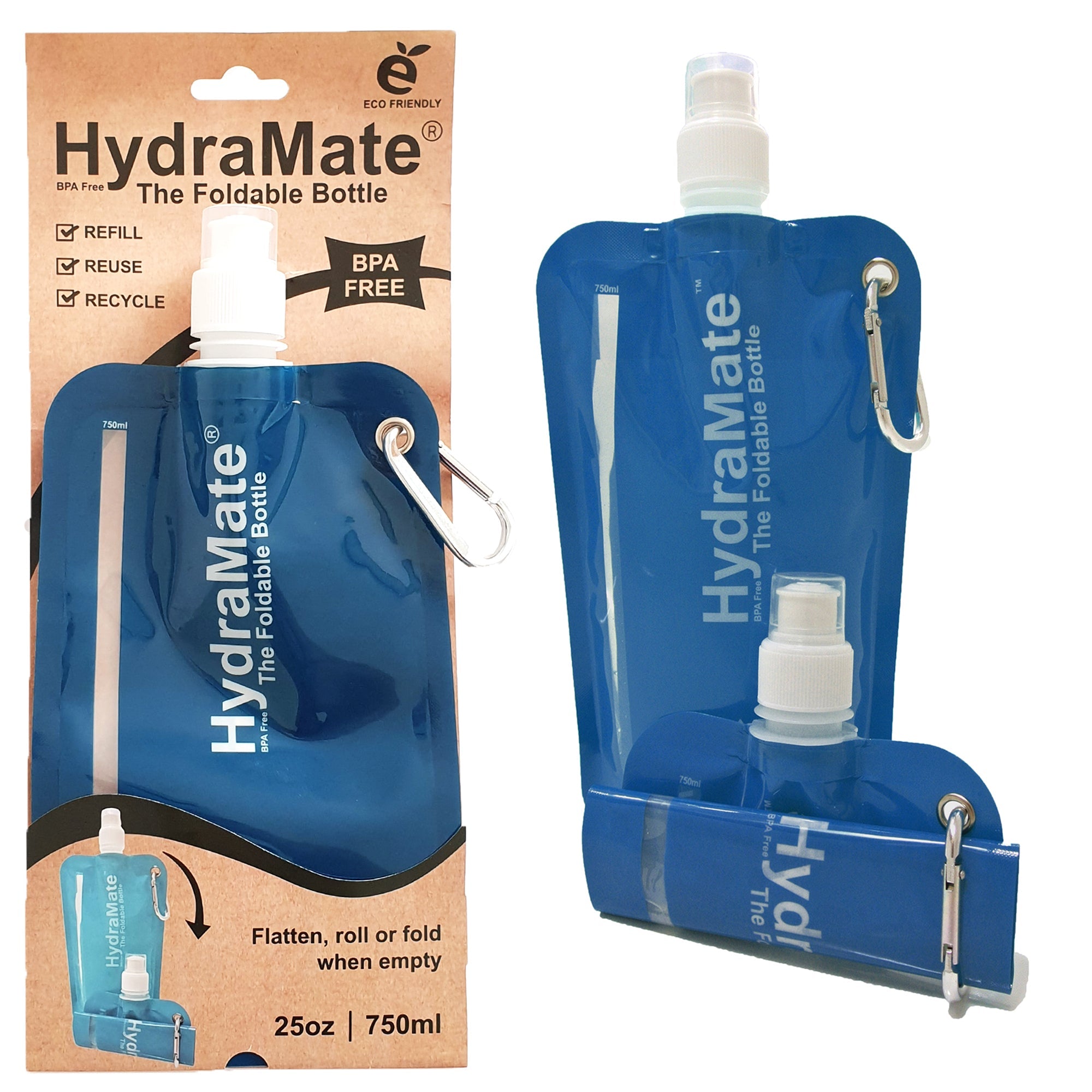HydraMate Foldable Bottle. Collapsible Water Bottle 750ml