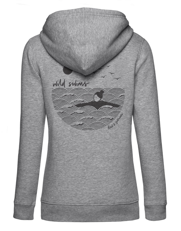 Fog grey | organic cotton screen printed wild swimming women's hoodie