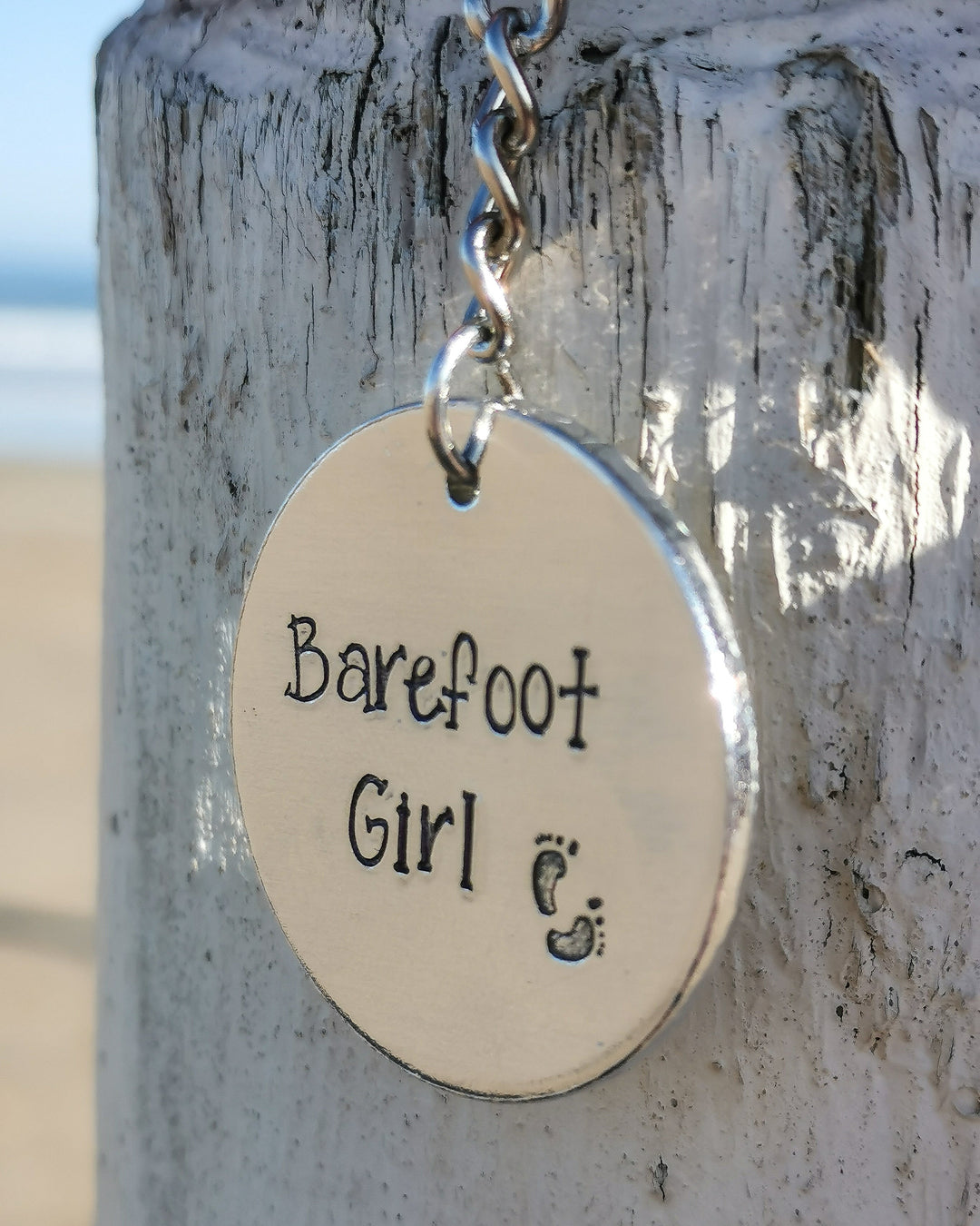 'BAREFOOT GIRL' Keyring