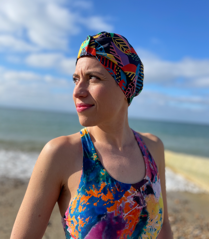 Salty Sea Knot - Swimming Cap Topper Swim Turban - Memphis Trail