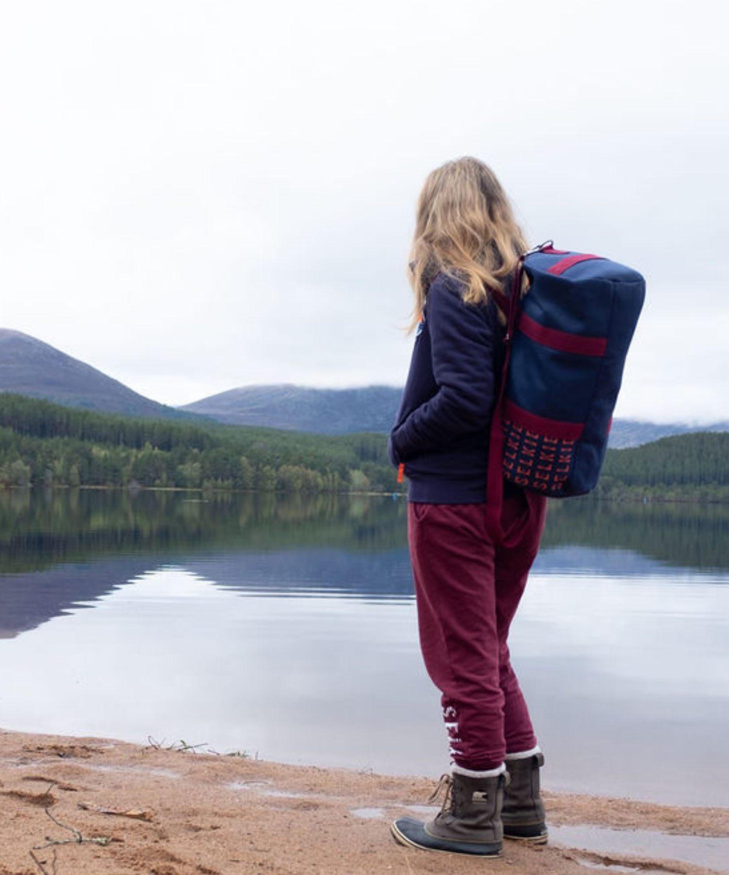 CANVAS BARREL BAG - NAVY with Logo