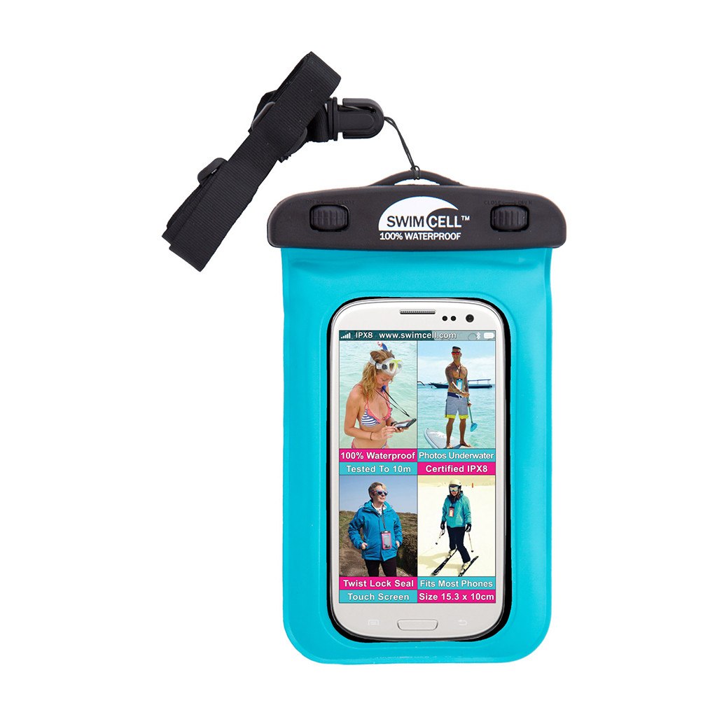 Waterproof Case for iPhone Blue SwimCell with lanyard
