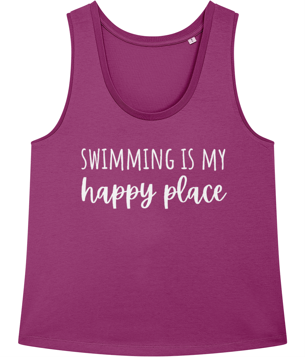 Swimming Is My Happy Place Unisex Organic Cotton Vest Top