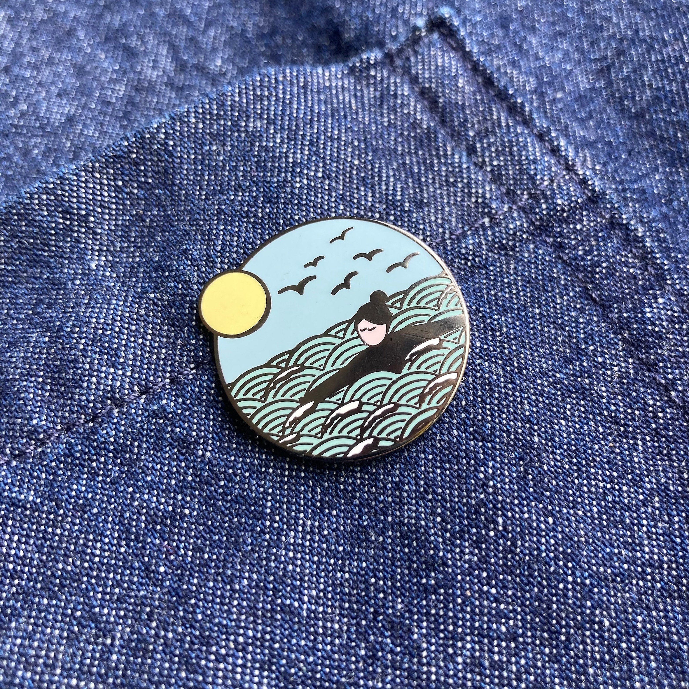 Wild swims enamel pin