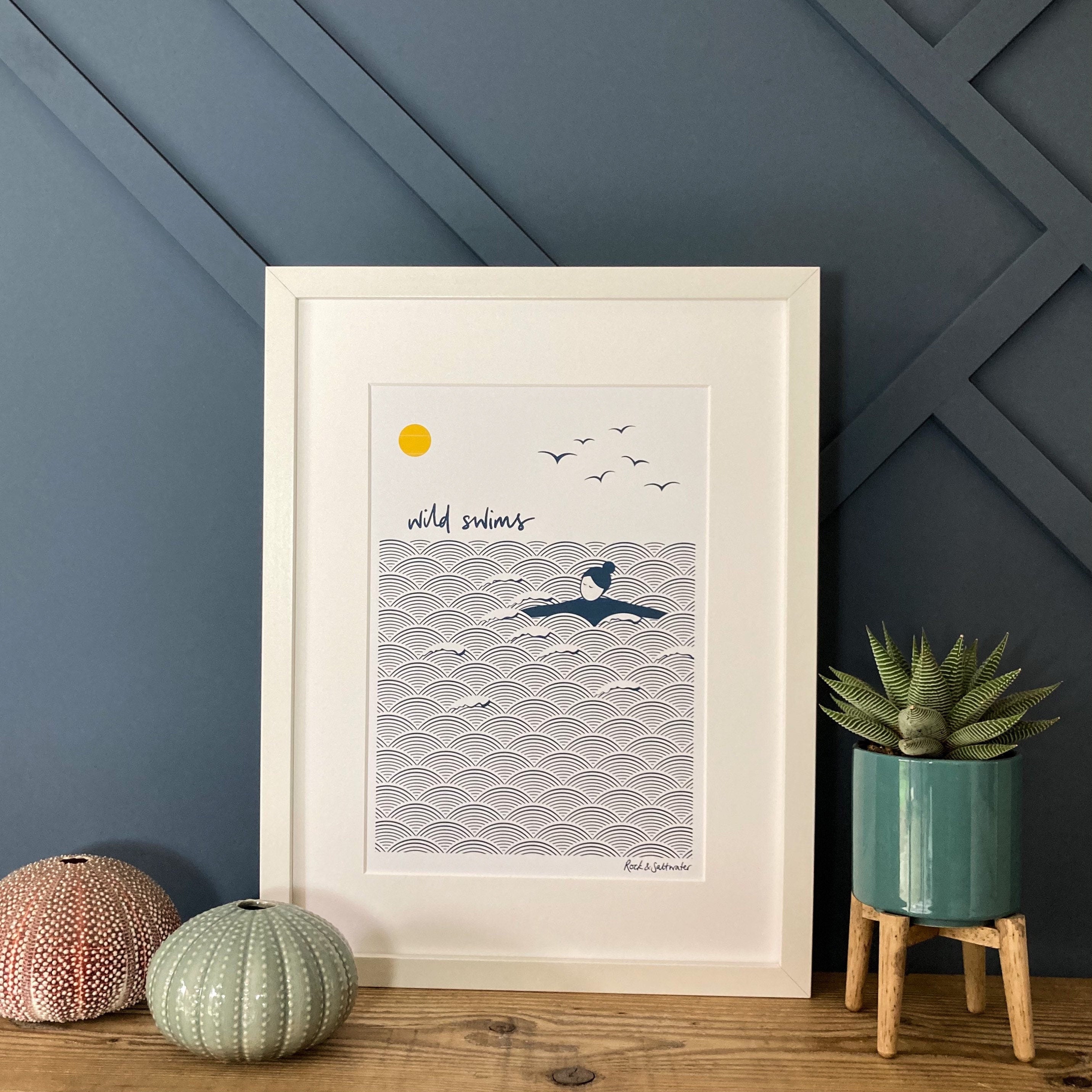 Wild swims art print, unframed | A5 and A4 sizes available