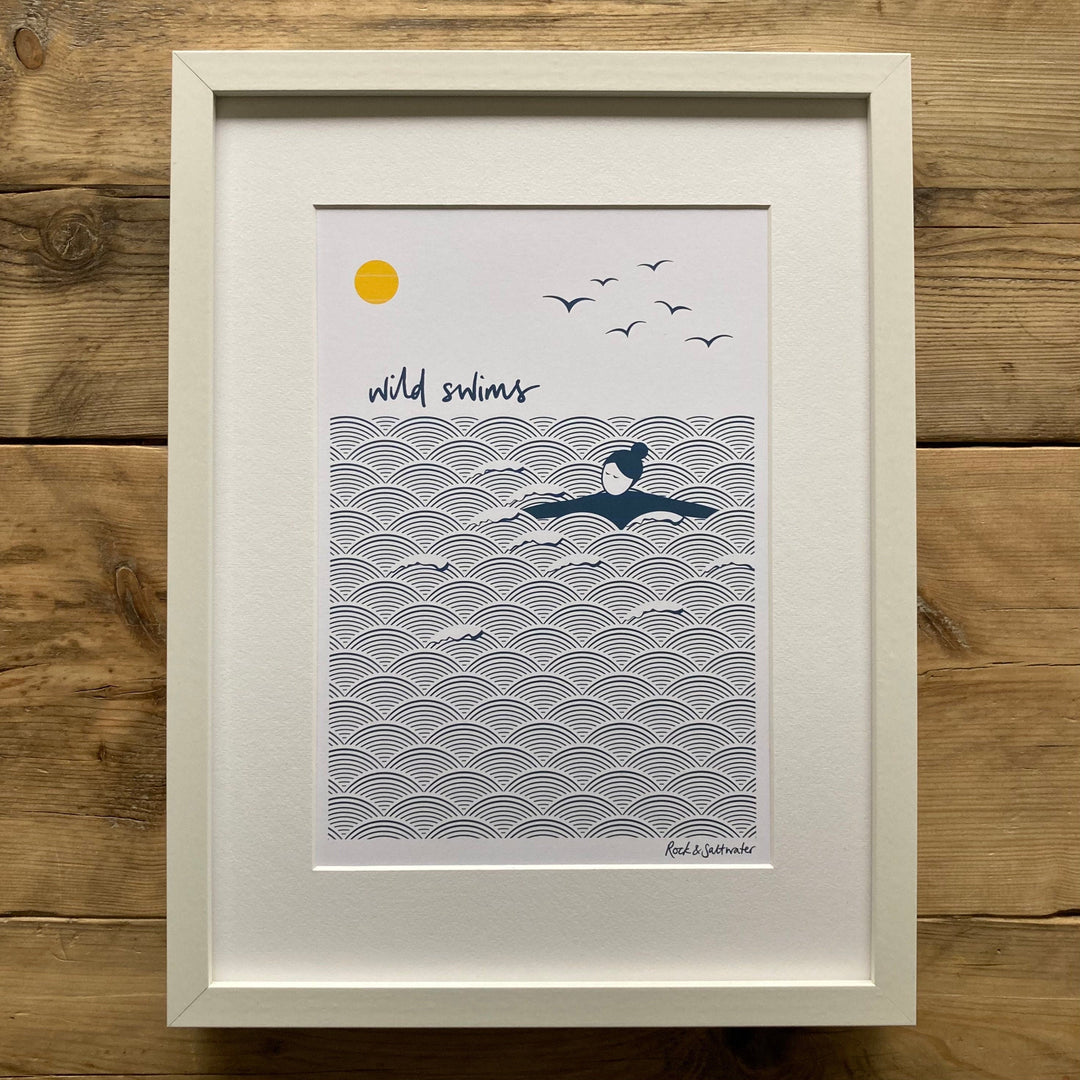 Gift bundle | wild swims screen printed tote bag and A5 print