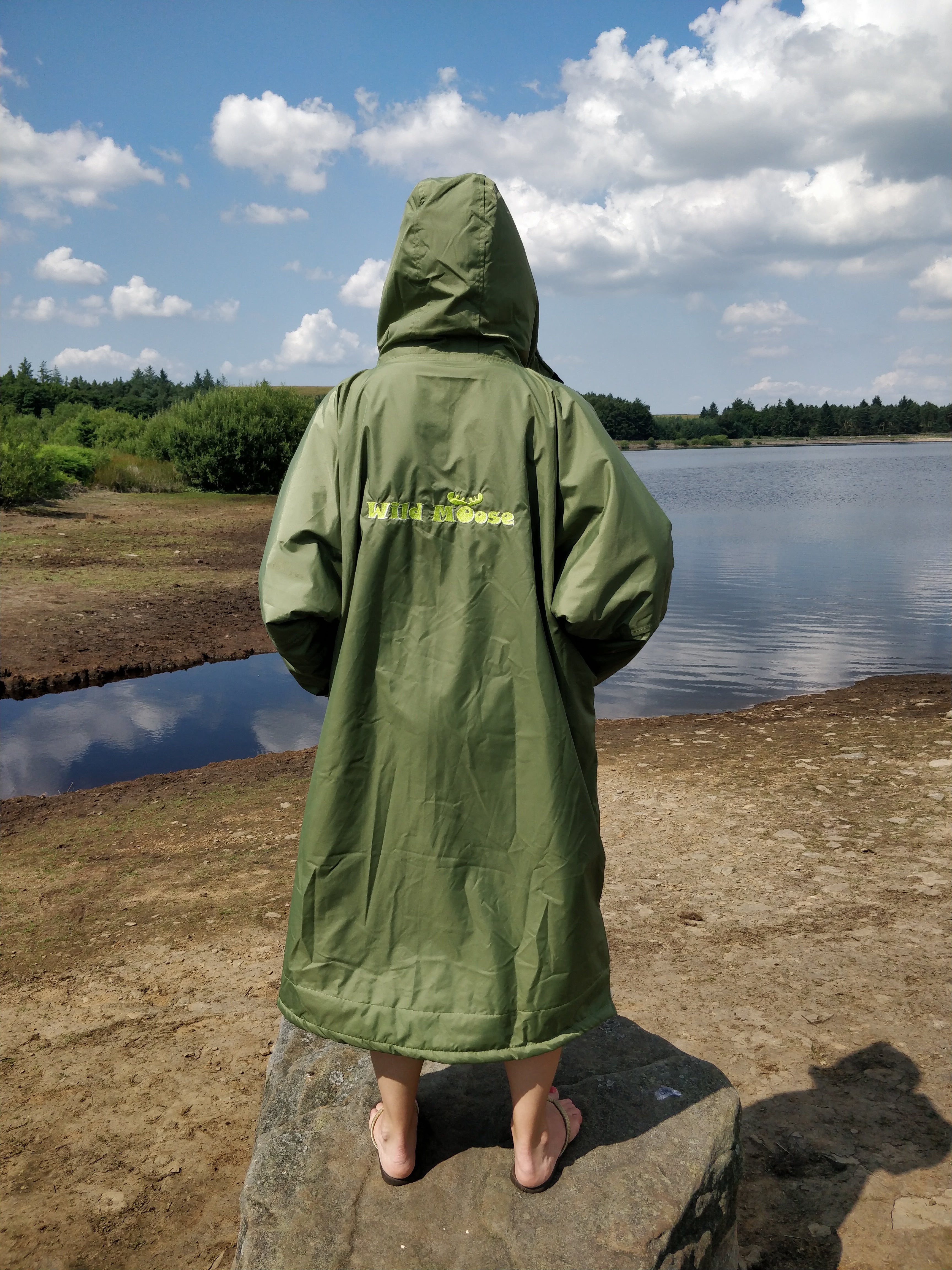Natural Moose Eco - long sleeve changing robe - moss green/slate grey